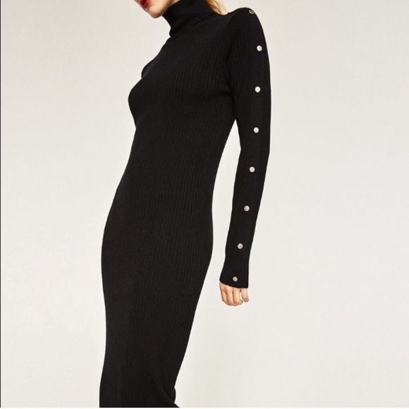 zara black turtleneck dress